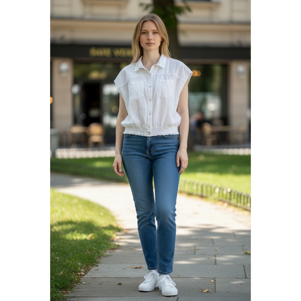 Wrangler‎ Retro Womens Cowgirl Rodeo Cottagecore Smocked Snap Button Top XXL